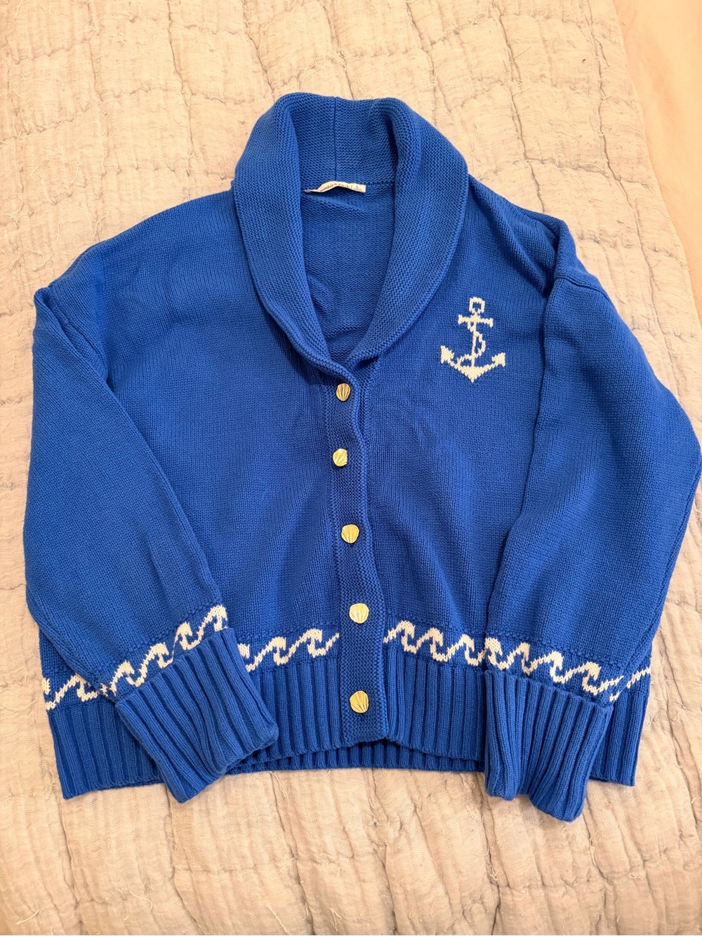 Abercrombie Nautical Collared Cardigan Sweater - Blue - Picture 7 of 9